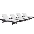 Modway Convene Outdoor Patio Chaise, Espresso and White - Set of 4 EEI-2429-EXP-WHI-SET